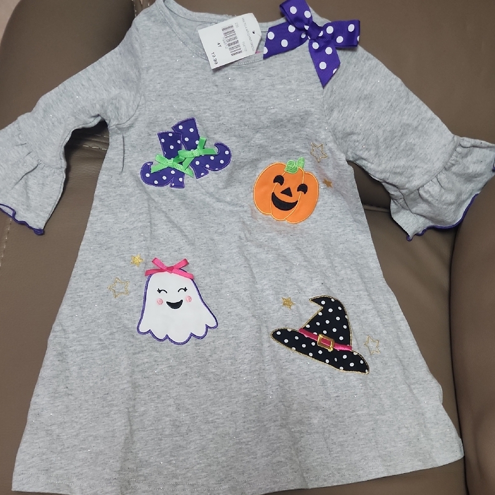 Kids Halloween Costume Dress with Ghost and Pumpkin